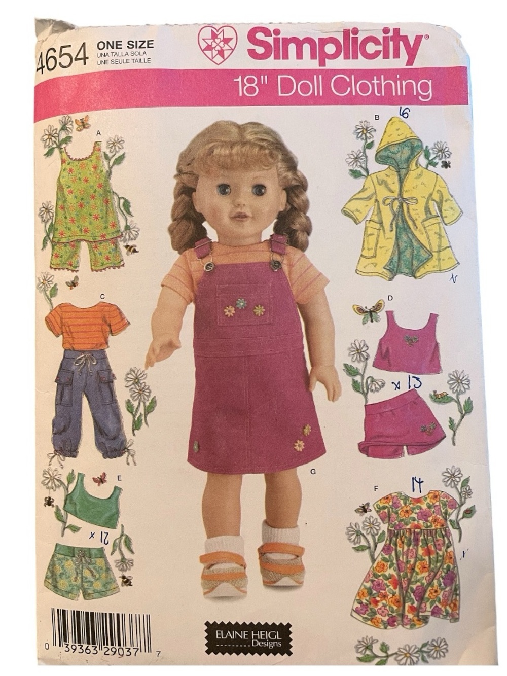 Simplicity 4654 18" Doll Clothing Sewing Pattern - Dress & Mix Sets